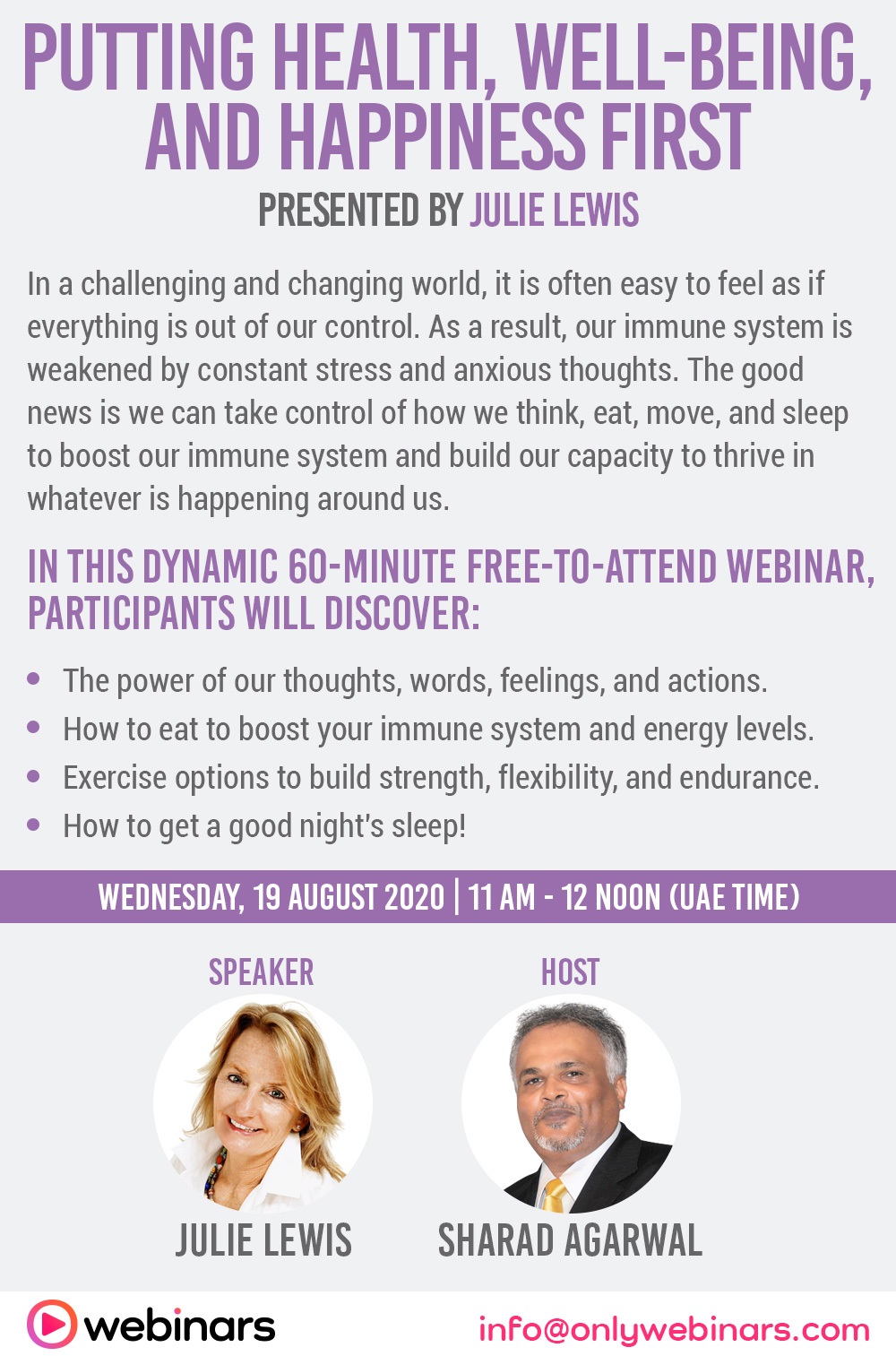 Image for ONLY Webinars Announces ‘Putting Health, Well-Being, And Happiness First’ Webinar