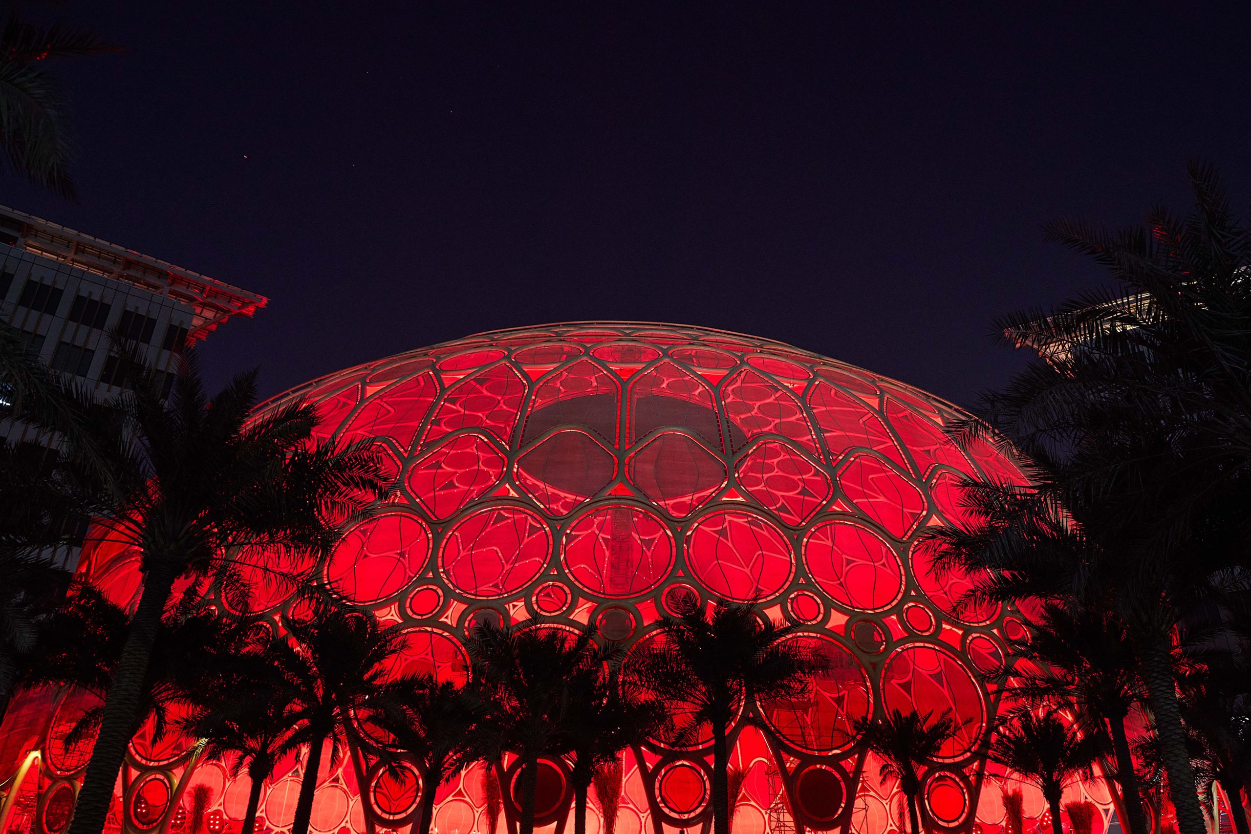 Image for Expo 2020 Illuminates Al Wasl Dome In Red As Hope Probe Nears Mars Orbit