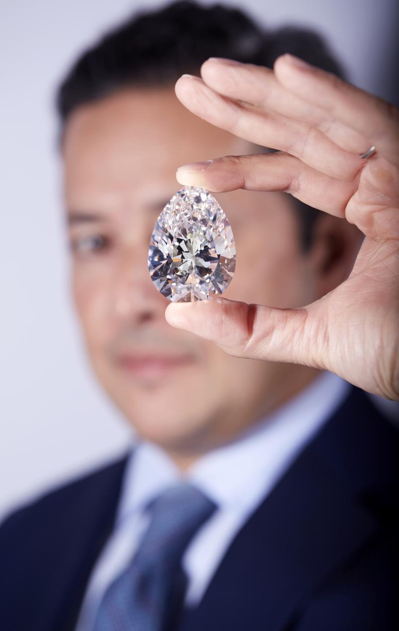 Image for Christie’s Presents The Largest White Diamond Ever To Appear At Auction The Rock – 228 Carat Pear-Shaped Diamond