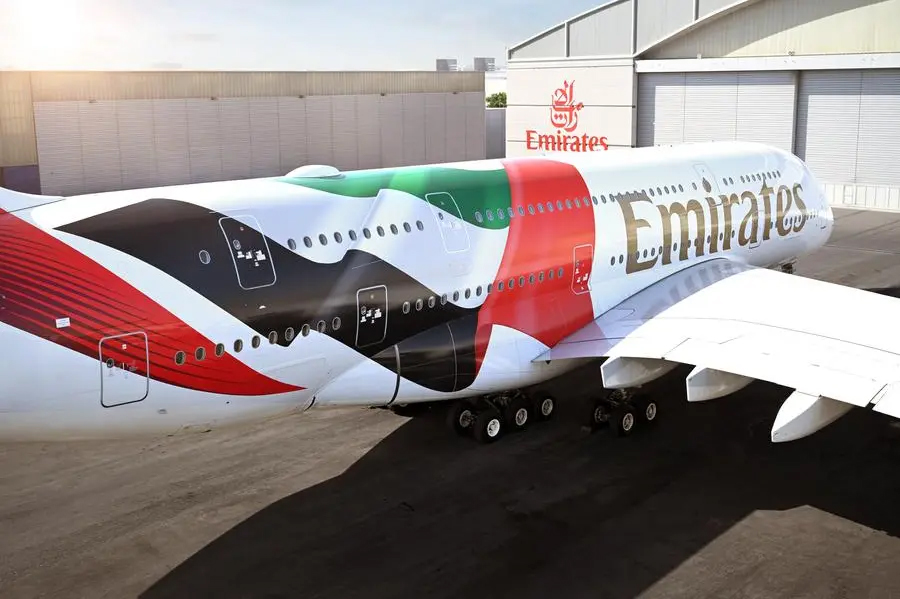 Emirates Unveils A Striking New UAE Flag Livery On Its A380