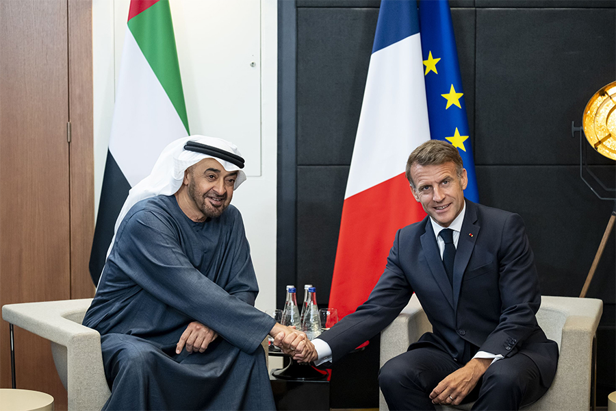 UAE And French Presidents Discuss Bilateral Ties And Regional Developments On Sidelines Of G7 Summit
